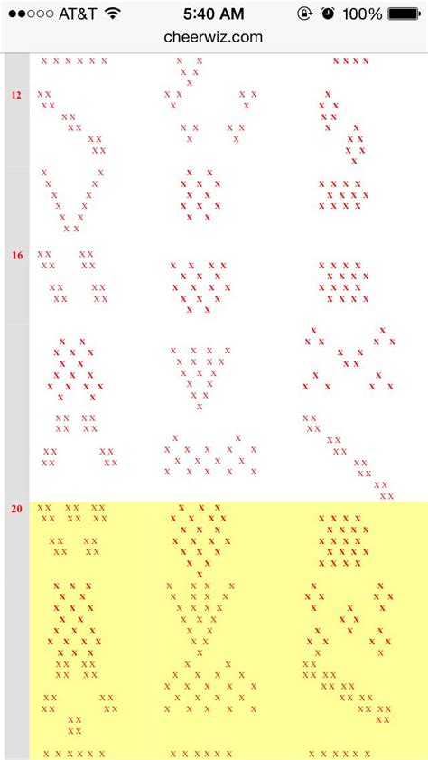 Cheer Formation for 16 Girls