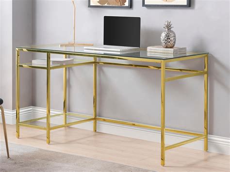 Bureau Design Avec Tag Res En Verre Tremp Et Acier Dor Tizio