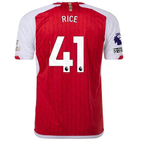 adidas Arsenal Declan Rice Home Jersey 23/24 w/ EPL + No Room For Raci ...