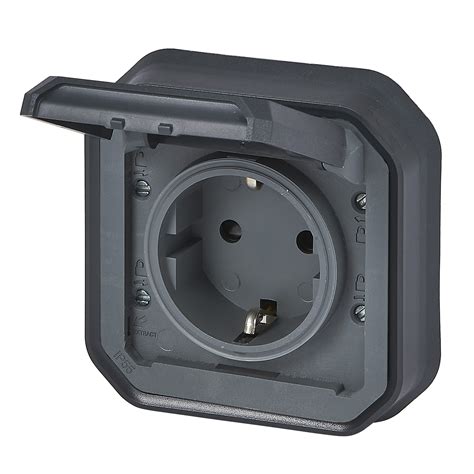 Plexo German Standard Socket Outlet With Screw Terminals Anthracite