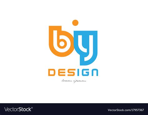 B y orange blue alphabet letter logo combination Vector Image