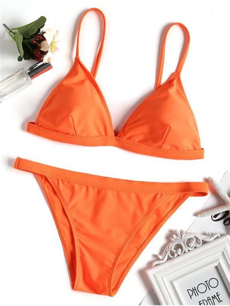 [21 Off] 2021 Cami Padded Bathing Suit In Bright Orange Zaful