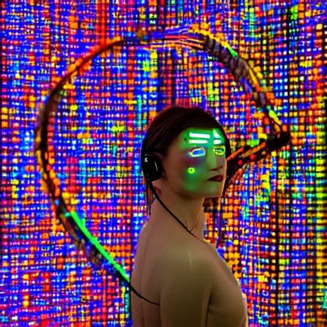 Woman Cyborg Led Display On Forehead Wires Stable Diffusion Openart