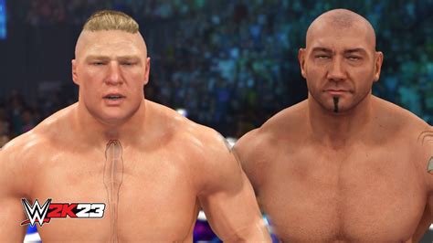 Wwe 2k23 Brock Lesnar Vs Batista Full Gameplay Ps5 Youtube