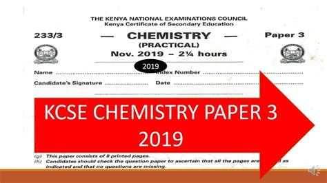 KCSE 2019 CHEMISTRY PAPER 3 PRACTICAL Marking Scheme YouTube