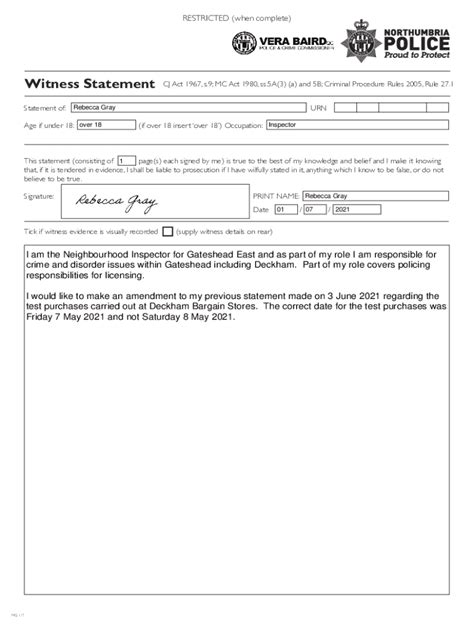 Fillable Online Statement Of Rebecca Fax Email Print Pdffiller