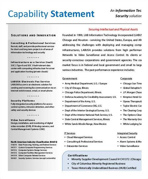 Capability Statement Template Free Nisma Info