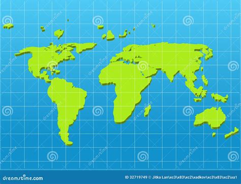 Mapa Do Mundo Verde Dimensional Ilustra O Do Vetor Ilustra O De