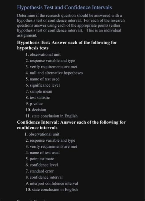 Solved Hypothesis Test And Confidence Intervals Determine If Chegg