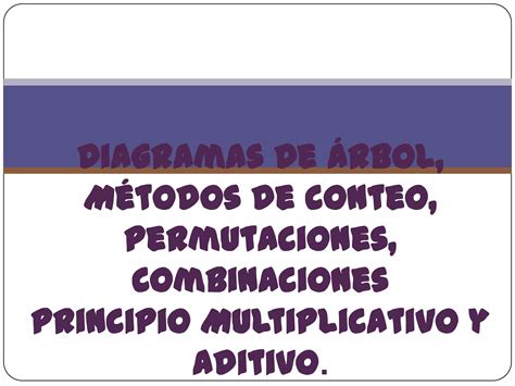 DIAGRAMAS DE ÁRBOL MÉTODOS DE CONTEO PERMUTACIONES COMBINACIONES