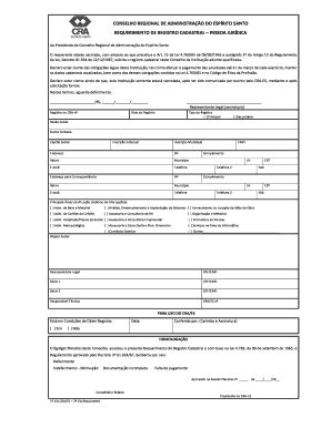 Fillable Online Requerimento De Registro Cadastral Pessoa Jurdica Fax