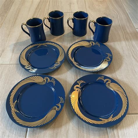 Fitz And Floyd Blue Porcelain Mug And Plate Depop