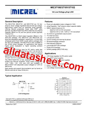 MIC37100 Datasheet PDF Micrel Semiconductor