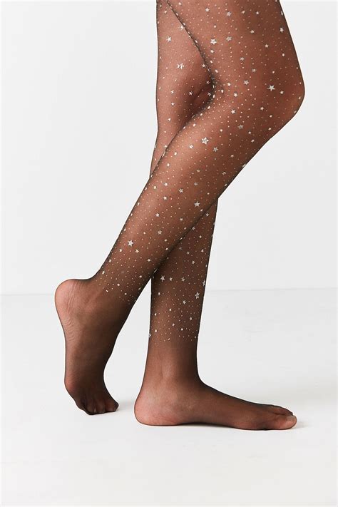 Out From Under Silver Stars Sheer Tight Sparkly Tights Star Tights Tights