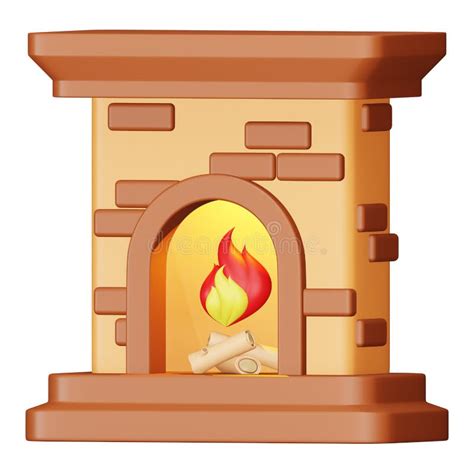 Fireplace 3d Rendering Isometric Icon Stock Illustration