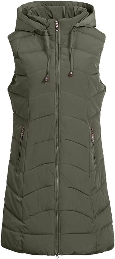 Womens Gilets Coat Hooded Lightweight Quilted Body Warmer Longline Hooded Quilted Winter Wear