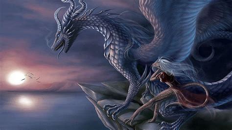 1080p Free Download Fantasy Dragon Is Sitting On Rock Dreamy Hd