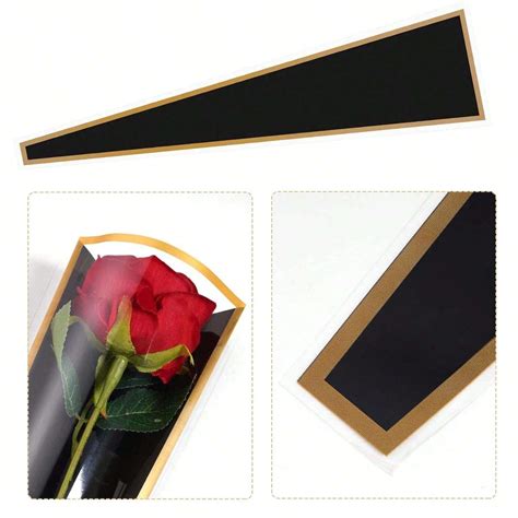 50 Pcs Single Rose Sleeve Plastic Flower Wrapping Bags Cellophane