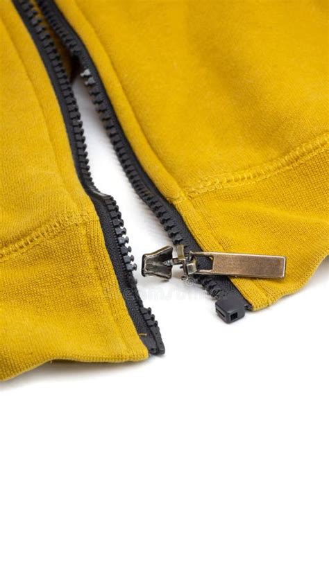 Broken Zipper on Yellow Shirt Jacket. Detail Close-up Photo Stock Photo ...