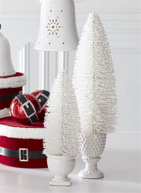 Glistening White Bottle Brush Tree Set Of 3 Antique Farmhouse