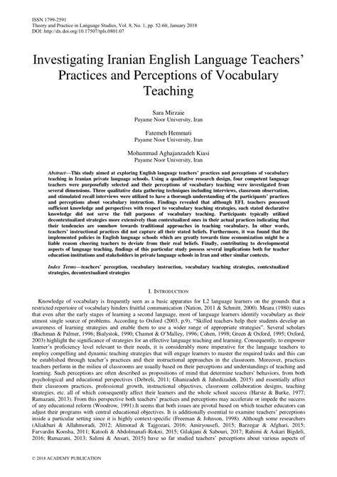 Pdf Investigating Iranian English Language Teachers Practices And