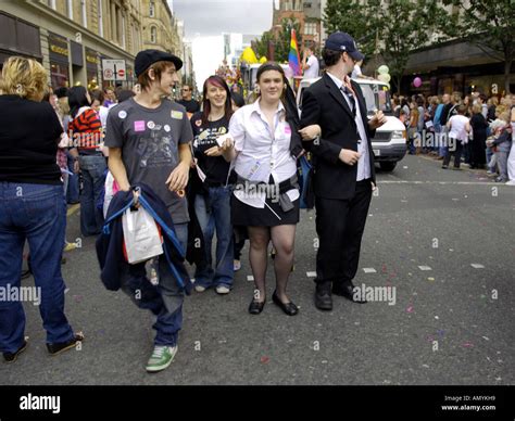 People Gay Parade Pride Mardi Gras Manchester Homosexual Participants Colour Color