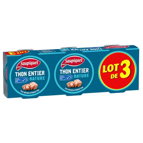 Thon entier MSC SAUPIQUET le lot de 3 boites 336g à Prix Carrefour