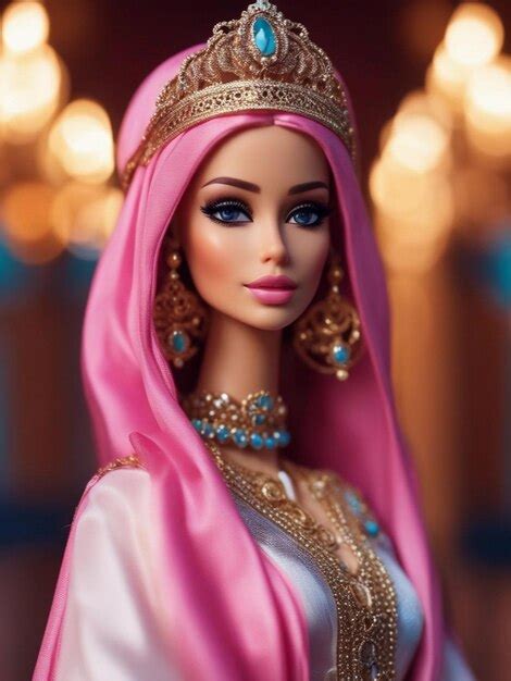 Premium AI Image Barbie Girl Princess Arabic Hijab Pink