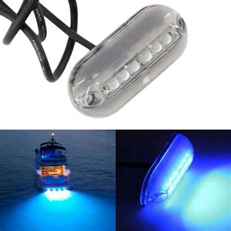 Jeazea 1pcs Blue 12v 6 Led Underwater Fishing Light Lamp Boat Light