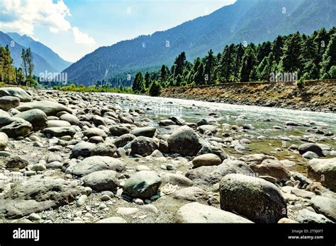 Lidder River Flowing At Amarnath Yatra Base Camp In Pahalgam Jammu