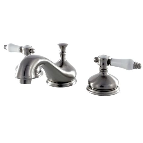 Kingston Brass Classic Lever 8 In Widespread 2 Handle Bathroom Faucet In Satin Nickel The