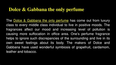 Ppt Choose Dolce And Gabbana The Only Perfume Powerpoint Presentation