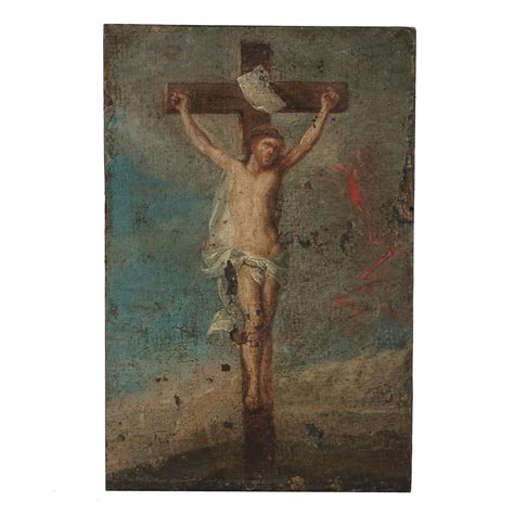 Pittore Napoletano Del Xviii Secolo Cristo Crocifisso Olio Su Tela