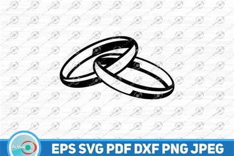 Wedding Rings Chained Together Svg Stencil Silhouettes