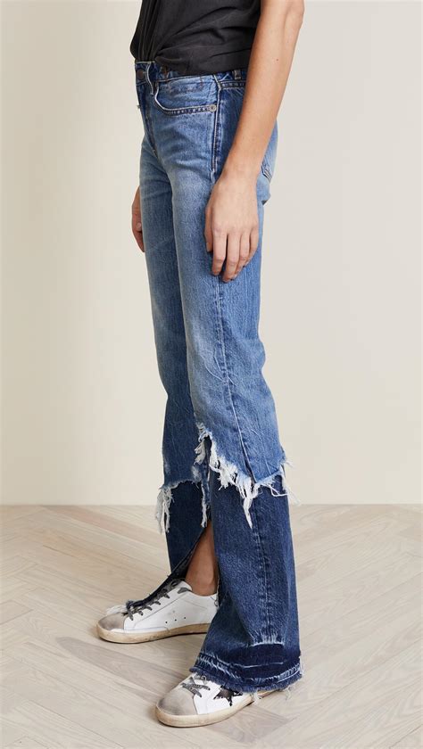 R13 Denim Vent Kick Double Shredded Jeans In Blue Lyst