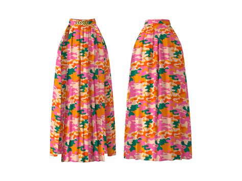 D Model Watercolor Beach Skirt And Bikini Top VR AR Low Poly CGTrader