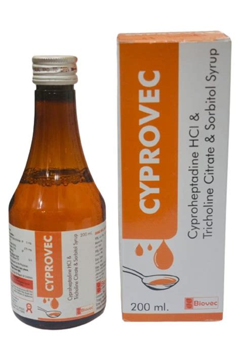 Cyprovec Cyproheptadine Hcl With Tricholine Citrate And Sorbitol Syrup