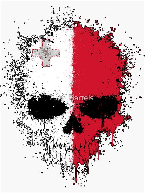 Chaotic Maltese Flag Splatter Skull Sticker For Sale By JeffBartels