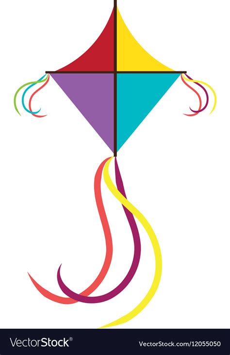 Kite With Blue Yellowpurple And Red Colors Vector Image