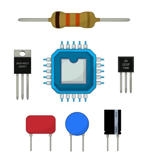 Premium Vector Electronics Components Icons Set Cartoon Set Of