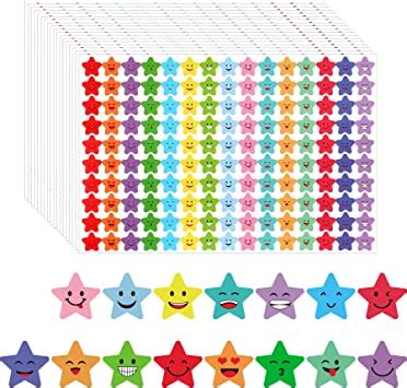 Amazon Janyun Pcs Star Stickers Designs Happy Smile Face