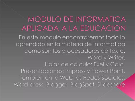 Modulo De Informatica Aplicada A La Educacion PPT