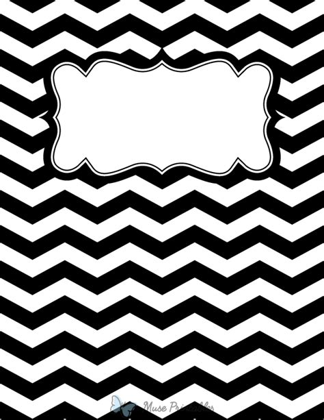 Printable Black and White Chevron Binder Cover