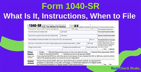 Form 1040 Sr Purpose Instructions Filling Out