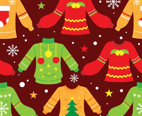 Ugly Sweater Seamless Pattern Vector Art Graphics Freevector