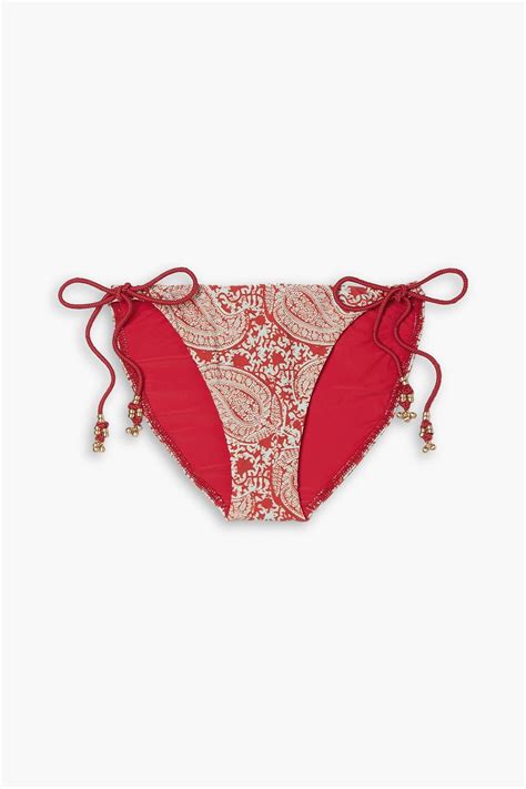 Vix Paula Hermanny Bead Embellished Paisley Print Bikini Briefs The Outnet