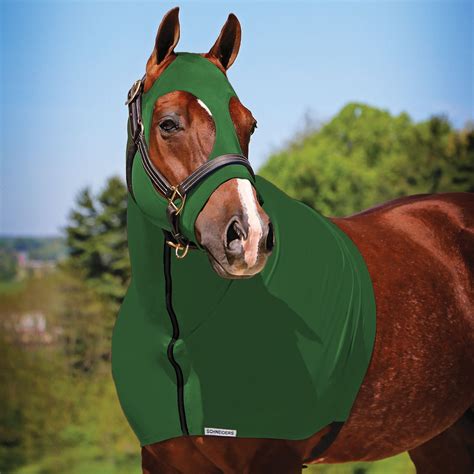 Equestrian Face And Neck Cover Green Full Separating Zip In Large H