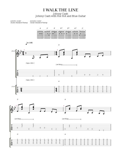 I Walk The Line Tab And Chords Johnny Cash