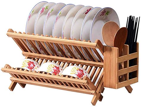 Amazon Eosaga Bamboo Dish Rack Bamboo Folding Tier Collapsible