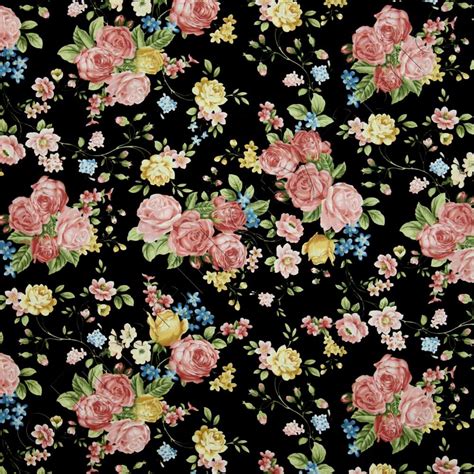 Timeless Treasures High Tea Roses Black Fabric Emerald City Fabrics